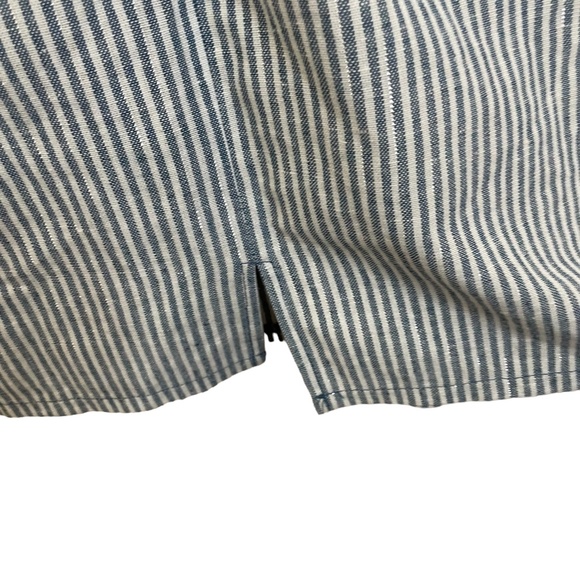 Anthropologie Doe&Rae Sz. L Halter Mini Dress Stripes side Zipper Linen/Cotton - Picture 12 of 15